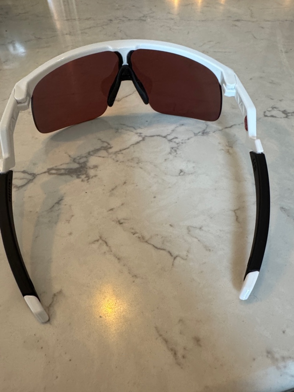 Oakley White Frame Sunglasses with Red-Orange Mirrored Lens - Picture 4 of 5